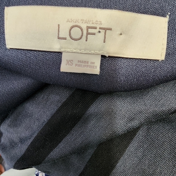 Ann Taylor Loft Dress Striped Sleeveless Jersey Knit Knee Length Ruched Cowl S - Picture 4 of 5